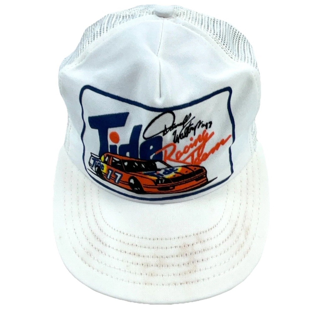 Vintage Nascar Trucker Hat Cap Snapback Darrel Waltrip Tide Racing Puffy 80s F1